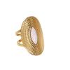 Retro Geometric Adjustable 18K Gold-Plated Wide Band Stainless Steel Ring
