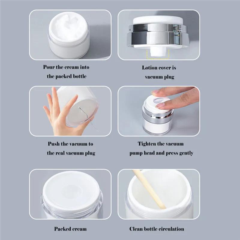 Airless Empty Pump Jar Refillable Creams Gels Lotions Dispenser Travel Leak Proof Cosmetic Container 1PCS Vacuum Bottle