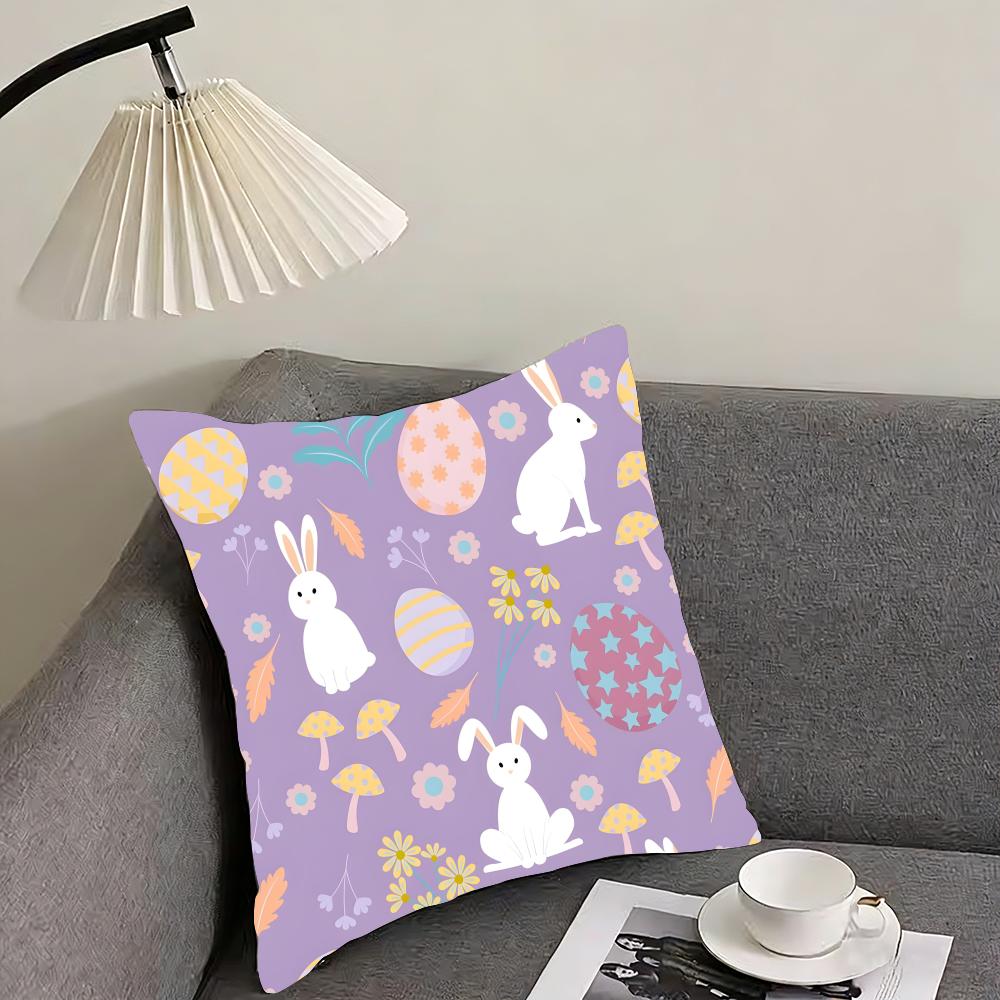 Easter Happy Cushion Cover Pillowcase Ultra Soft Skin Friendly Fabric Cloud Like Comfort & Concealed Zipper
