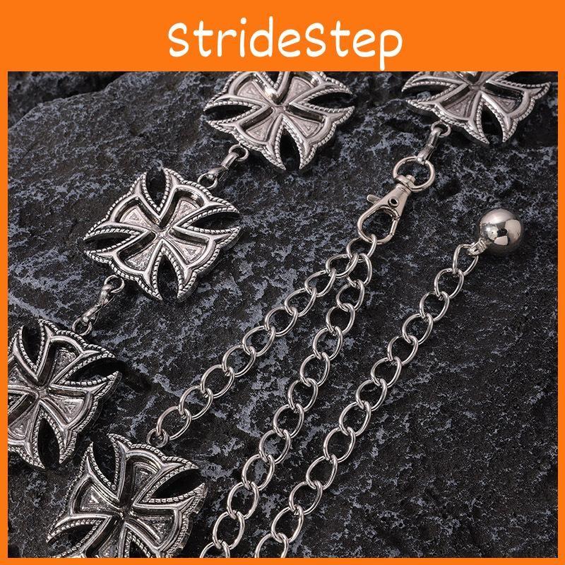 Retro Style Metal Waist Belt With Engraved Cross For Streetwear And Looks Casual