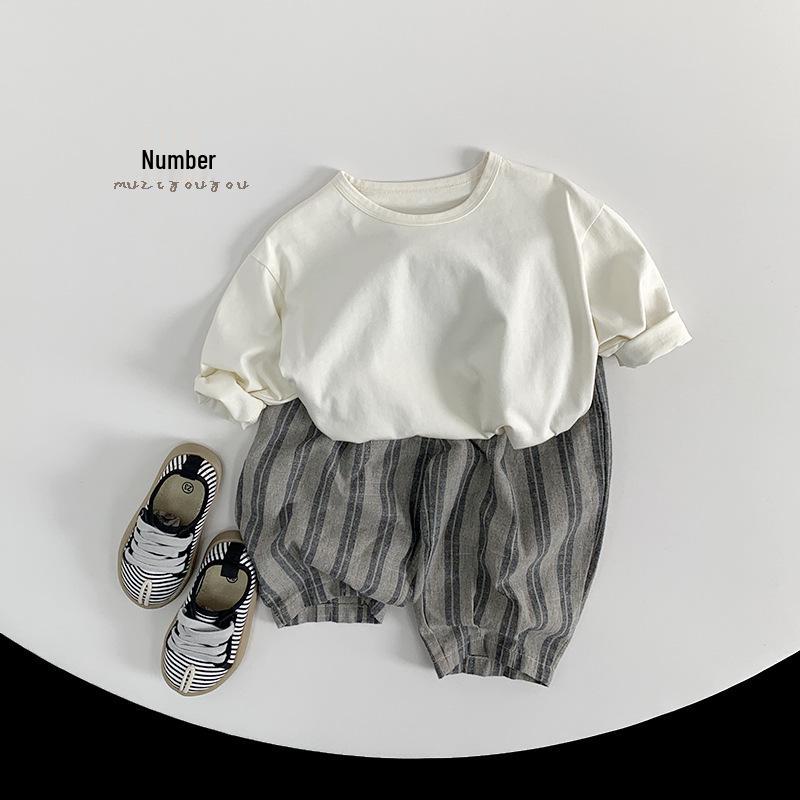 Spring/Summer Children's Striped Pants: Japanese & Korean Mori Style, Loose Fit, Casual for Boys & Girls