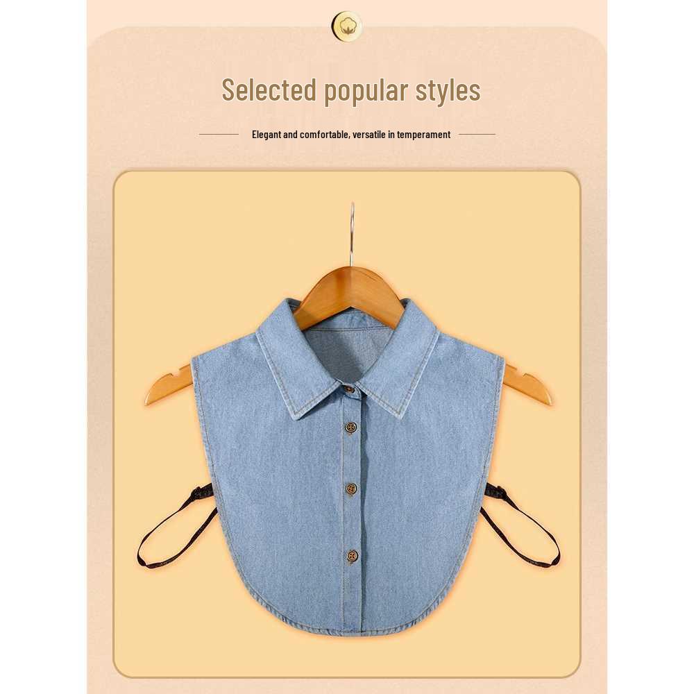 Children's Versatile Denim Dickey Faux Collar for Sweaters and Ladies - Multifunctional Pointed Collar Decoration