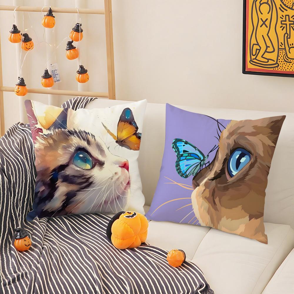 Cute Funny Cats In Internet Pillow Case Pattern Printed Pillowcase for Living Room Sofa Cushion Cover & Bedroom Decor