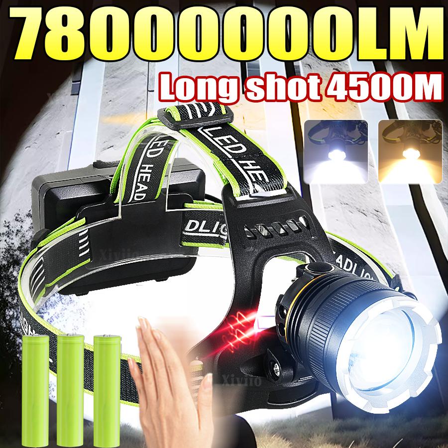 78111111LM Ultra Bright LED Headlamp Powerful Rechargeable Head Flashlight 1*18611 Battery Head Torch Fishing Camping Zoom Lamps