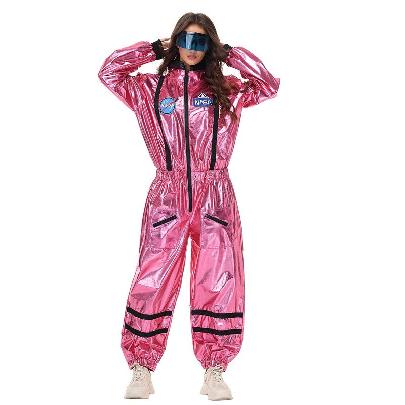 Women's Astronaut Halloween Cosplay Costume - Space Suit for Club or Stage Performance, Bright Colors with Hot Stamping.