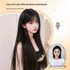 Women's Full Head Wig with Air Bangs - Black Long Straight Synthetic Hair, Fluffy and Natural for Daily Use.