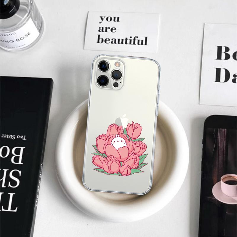 M-Molang Phone Case For iPhone 16 15 14 11 12 13 Mini Pro XS Max Cover 6 7 8 Plus X Funda Shell