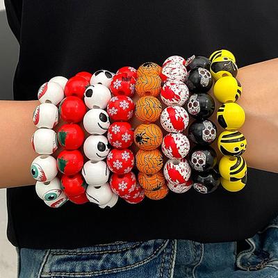 Totenkopf Spinnennetz Perlenarmband: Unisex Kreativer Horror Halloween Schmuck
