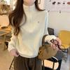 Autumn and winter new semi-zipper stand-up neck sweater knitted sweater loose and versatile Andy fleece long-sleeved top women