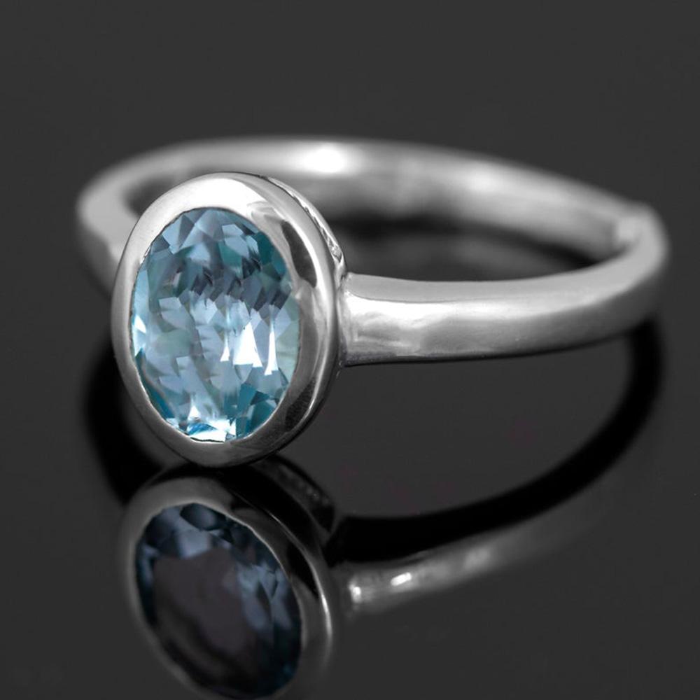 Natürlicher Blautopas Ring, 925 Sterling Silber Ring, Ovaler Blautopas Handgemachter Ring, BLAUER STEIN Ring, Dezember Geburtsstein Handgemachter Schmuck