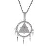 Hip Hop New Game King Millennium Wisdom Wheel Pendant Necklace Copper Inlaid Zircon Geometric Retro Necklace Accessories