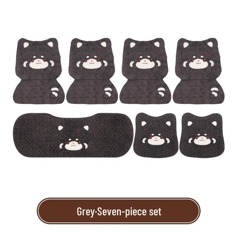 Cartoon Raccoon Winter Plush Car Seat Cushion