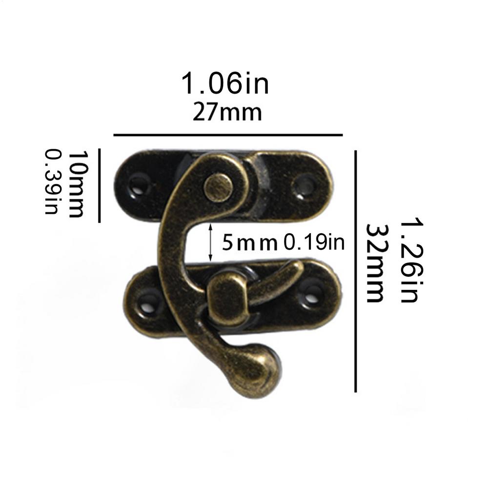 2pcs Retro Horns Locks Antique Bronze Iron Padlock Hasp Hook Lock Curved Buckle With Screws For Jewelry Wooden Box Metal Lock