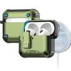 Für AirPods 4 Magnetische Hülle mit Ständer TPU + PC Kopfhörerhülle mit Schalter und Karabiner