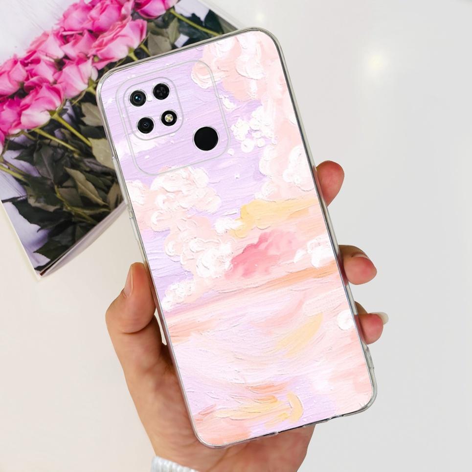 For Cover Xiaomi Redmi 10 10A 10C 2022 Phone Case Butterfly Flower Colorful Girly Funda Transparent Soft TPU Silicone Back Cover