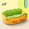 Copertura Rimovibile Cuccia per Animali Letto Hot Dog Morbido Accogliente Peluche Tappetino Lavabile Regalo per Amanti Carino Panino Gatti Cani Novità Divano Decorativo