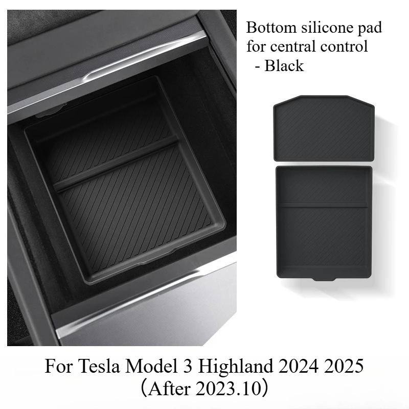 For Tesla Model 3 Y Juniper Highland 2025 Center Console Armrest Storage Box Stowing Tidying Lower Bottom Mat Organizer Tray Pad