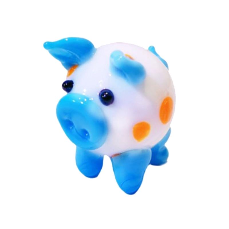 Handgefertigte Niedliche Bunte Glas Schwein Figur Miniatur Tier Statue Ornament für Heimdekorationen und Büro Schreibtisch Dekoration