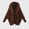 Cappotto da donna in peluche a tinta unita con cappuccio - Maniche lunghe vestibilità ampia per autunno e inverno