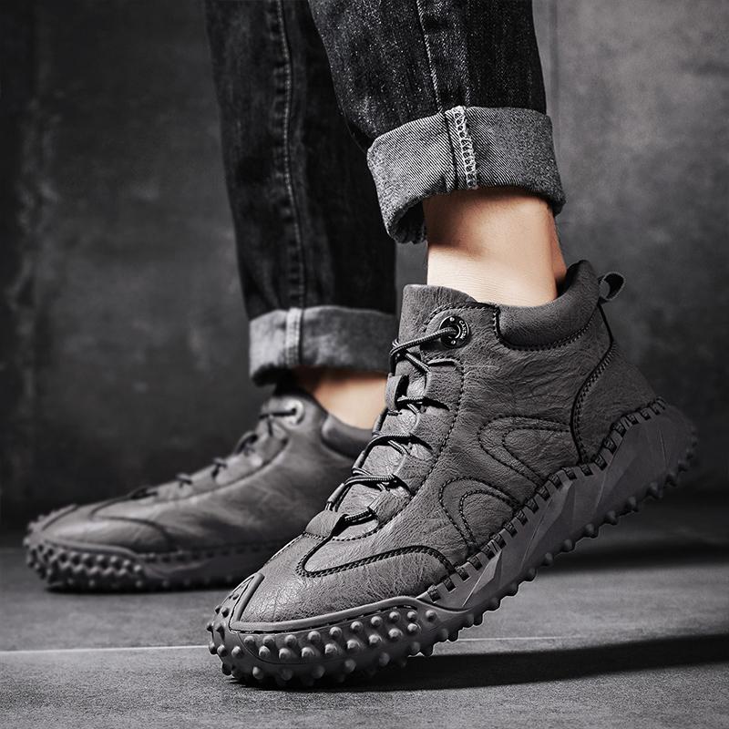 38-46 Fall/ Winter Mens Handmade  Leather  Soft Sock Ankle Boots Autumn Winter Men Boots Men's Ankle Boots Handmade Plush Shoes Casual Shoes