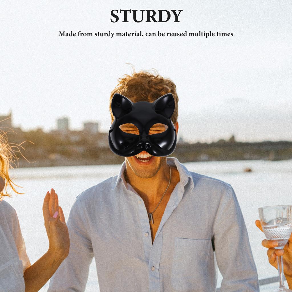 Blank Half Cat Mask Plastic Paintable DIY Halloween Masquerade Cosplay Creative Animal Mask DIY Masks Cat Masks