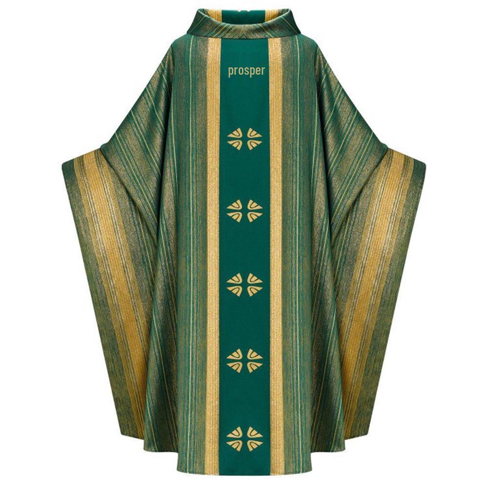 

Unisex Retro Stand-up Collar Long Robe with Batwing Sleeves for Stage Performance One Size зелёный
