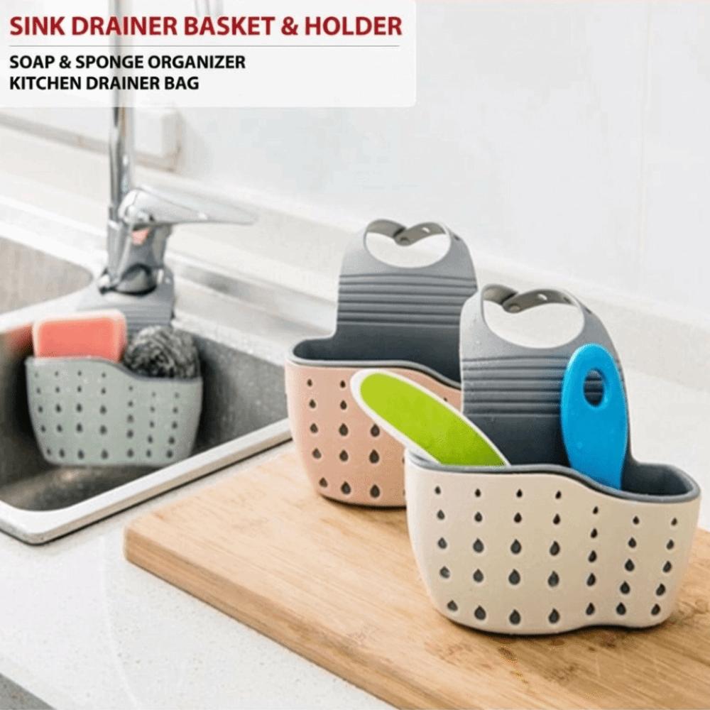 Hanging Storage Drain Basket Silicone Organizer Kitchen Sink Holder Kitchen Accessories Adjustable Soap Sponge Shelf Household