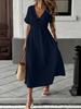 Bohemian Style Deep V Dress With Cross Tie For Casual Summer Wear