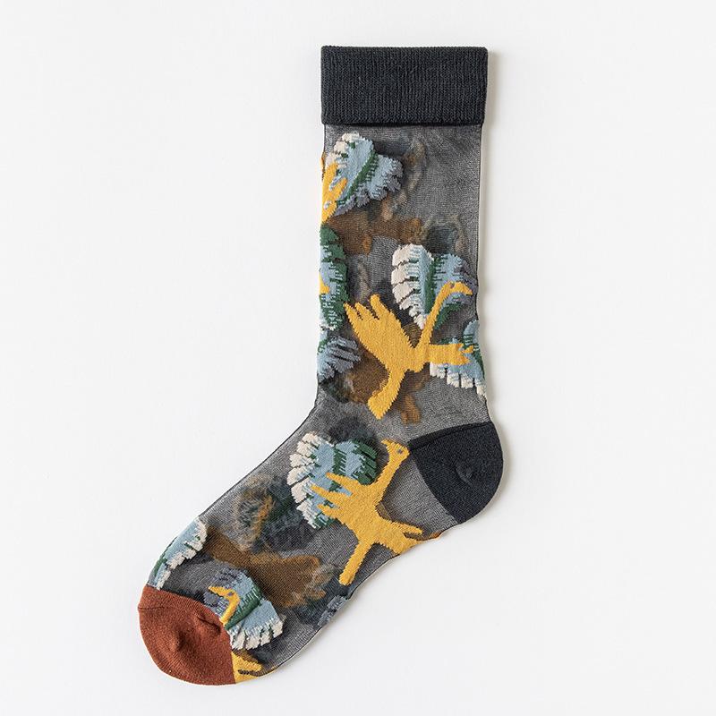 3 Pares Nuevos Set de Calcetines Transparentes Lindos de Gato para Mujer Coreanos Florales Animales Verano Delgados Kawaii Set de Calcetines de Seda para Mujer