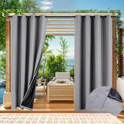 2 Panels Blackout Outdoor Curtains for Patio Waterproof, Sun Blocking Blinds Weatherproof Outside Privacy Curtains for Pergola/Gazebo