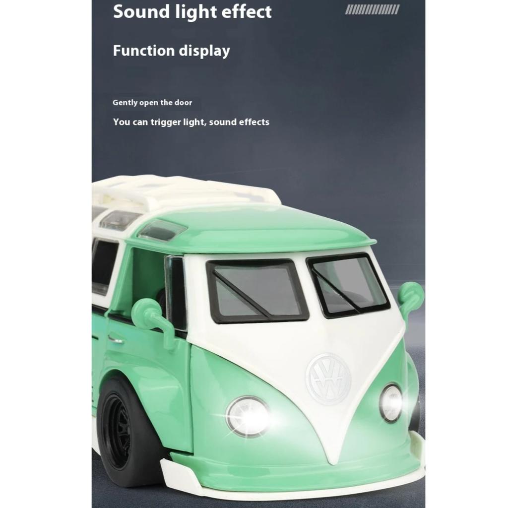 1/32 Scale Bus T1 Modified Alloy Metal Diecast Car Model VW Collection Vehicle Kids Toy Car Holiday Gifts Box Present Scale