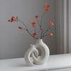 2pcs Modern White Ceramic Vase for Home Decor, Circle Matte Hollow Flower Vases Nordic Boho Ins Style for Wedding Dinner Table Living Room Office