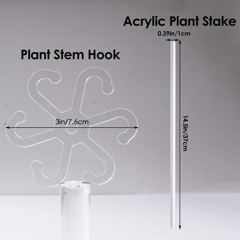 Plant Stem Hook With Stake Holder Clear Acrylic Plant Holder Hook Climbing Plant Support Clips for Orchid Rose Flowers