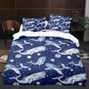 Cartoon Whale Duvet Cover King Queen Cute Ocean Animal Bedding Set for Kids Teens Adults Wildlife 2/3pcs Polyester Quilt Cover