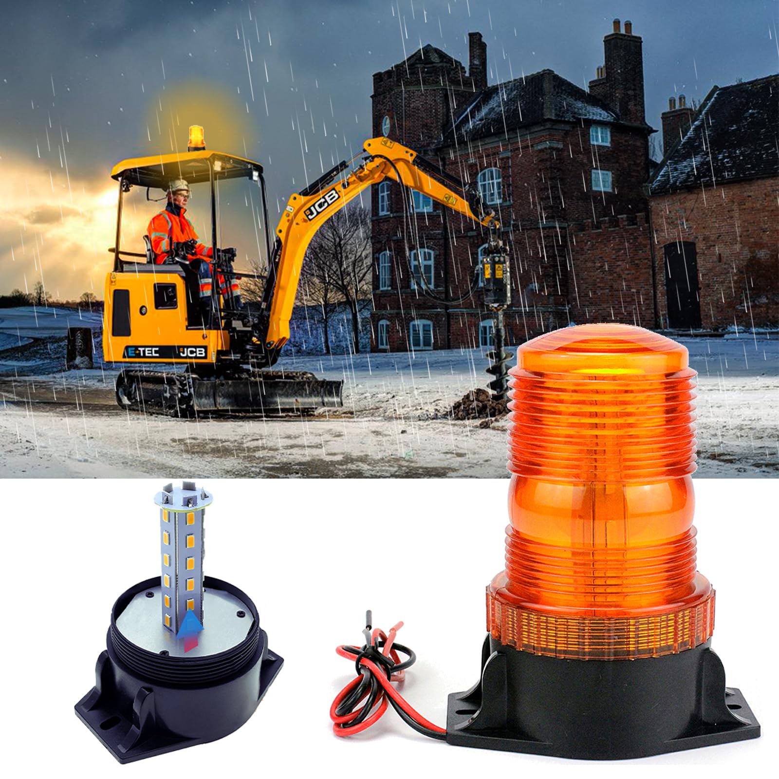 

Yellow LED Warning 30 High Can be Used as a Work Light or Rotating Emergency Safety Warning Flashing Signal Waterproof and Universal for Snow Heavy