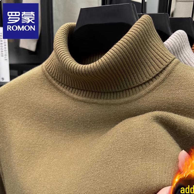 

Мужской вязаный свитер Luomeng с толстым флисовым подкладом и высоким воротником XL