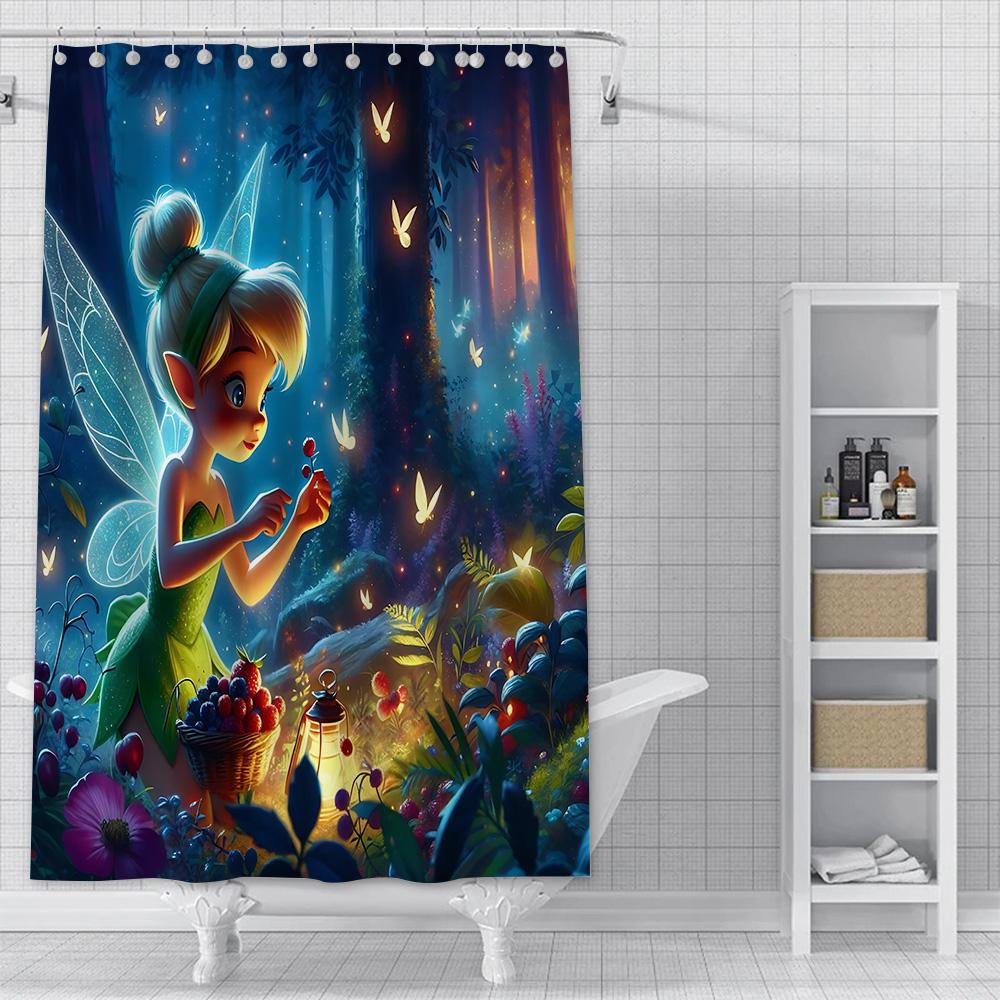 

Cartoon T-Tinker Bell Shower Curtain Waterproof Polyester Fabric Paint Colorful Bath Curtains Home Bathroom Curtain With Hook YL90x180cm