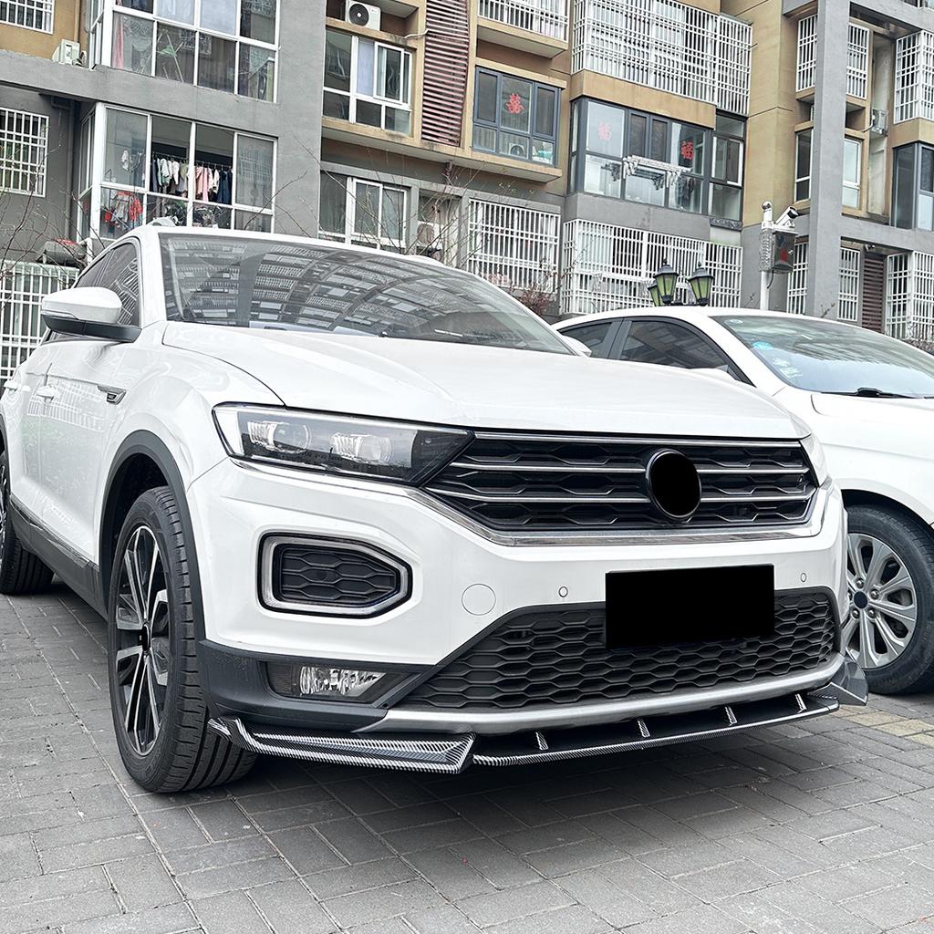Car Front Bumper Lip Spoiler Diffuser Splitters BodyKit Aprons Cover Guard Trim For Volkswagen T-Roc Standard Edition 2018-2022