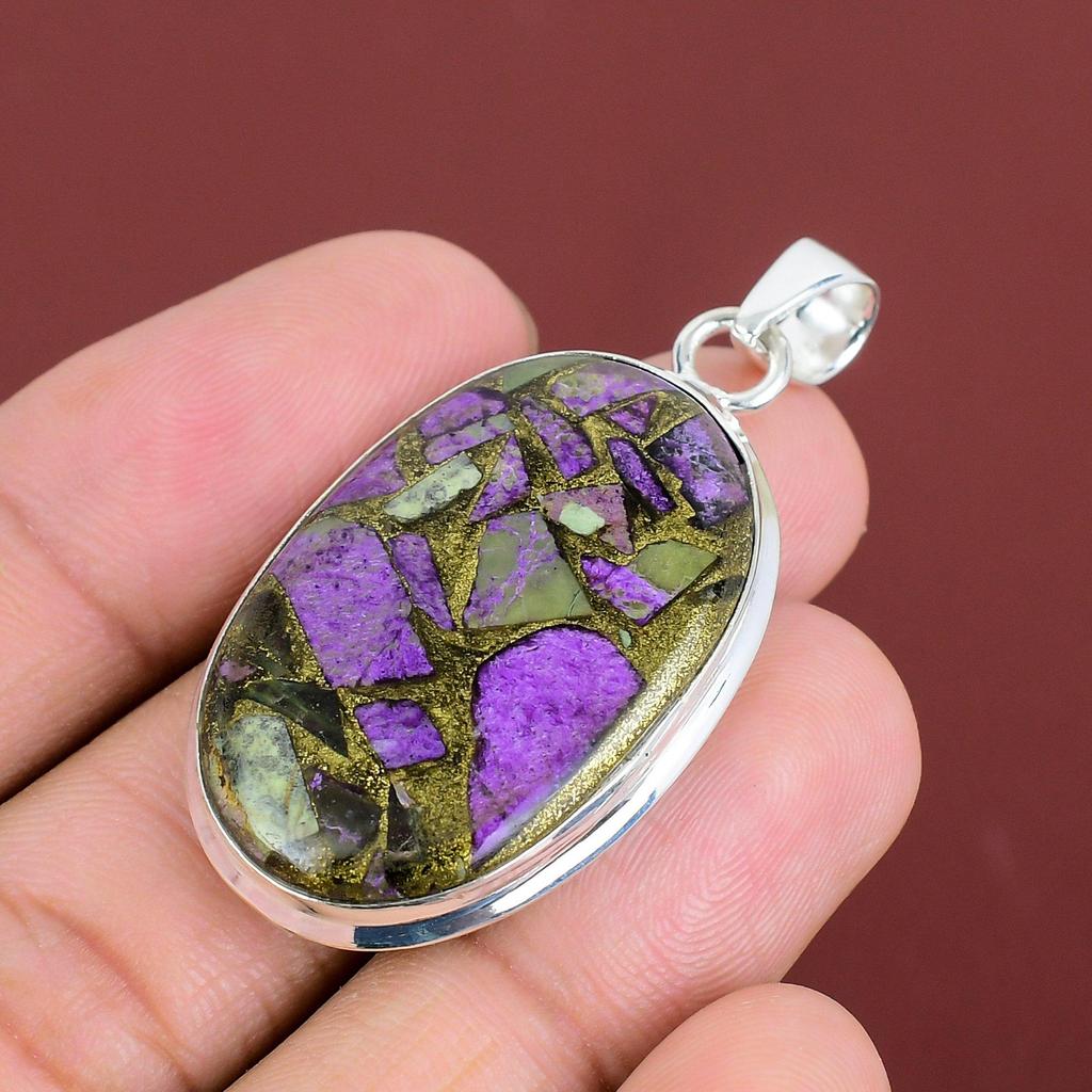 Copper Purpurite Pendant 925 Sterling Silver Pendant Handmade Jewelry Genuine Gemstone Pendant Antique Pendant Gifts For Him Silver Jewelry
