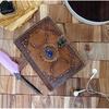 Triple Moon Lapis Leather Journal: Antique Spell Book Grimoire
