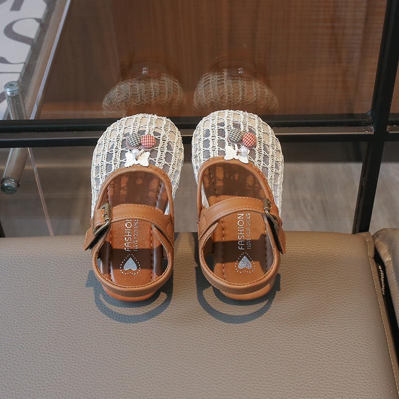 

New Summer Little Girls Causal Sandals Sweet Princess Bow Children s Flat Sandals Mesh Breathable Kids Mary Jane Shoes 24
