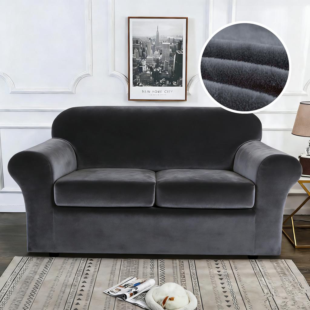 Stretch Velvet Couch Covers Cushion 1/2/3Seater Sofa Slipcovers Washable Elastic Sofa Cover Soft Thick Plush Furniture Protector