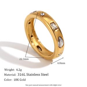 MamacitaSlay 316L Stainless Steel Multicolor Zircon Ring Waterproof 18K Gold Plated Jewelry For Women's Classic Ring Gift 2025