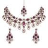 Joyería Tradicional de Collar con Piedra y Diseño de Lágrima con Juego de Pendientes y Maang Tikka para Mujer