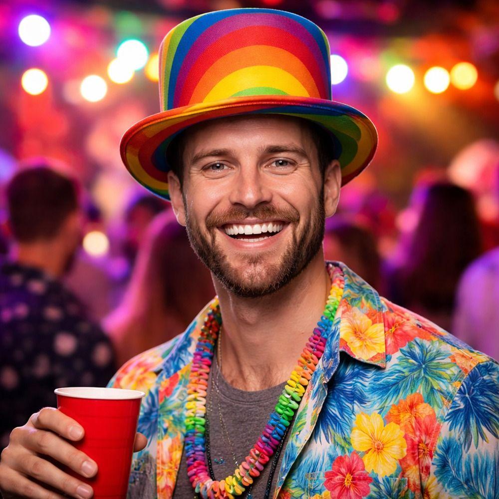 Striped Rainbow Top Hat Rainbow Striped Magic Hat New Stage Hat Photo Prop