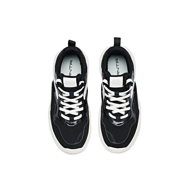 Anta Anti-Slip Wear-Resistant Low-Top Chunky Sneakers Women's Black White Sneakers