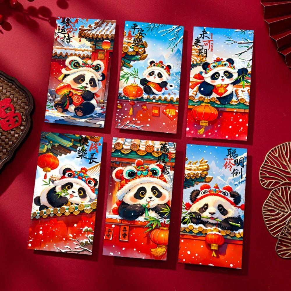 6pcs Chinese Style New Year Panda Red Envelopes Traditional Lucky Money Packets  Bonus