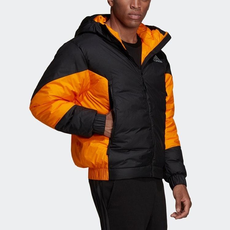 Adidas Barevně blokovaná outdoorová sportovní teplá péřová bunda s kapucí pro muže svrchní oděv černá GV5354