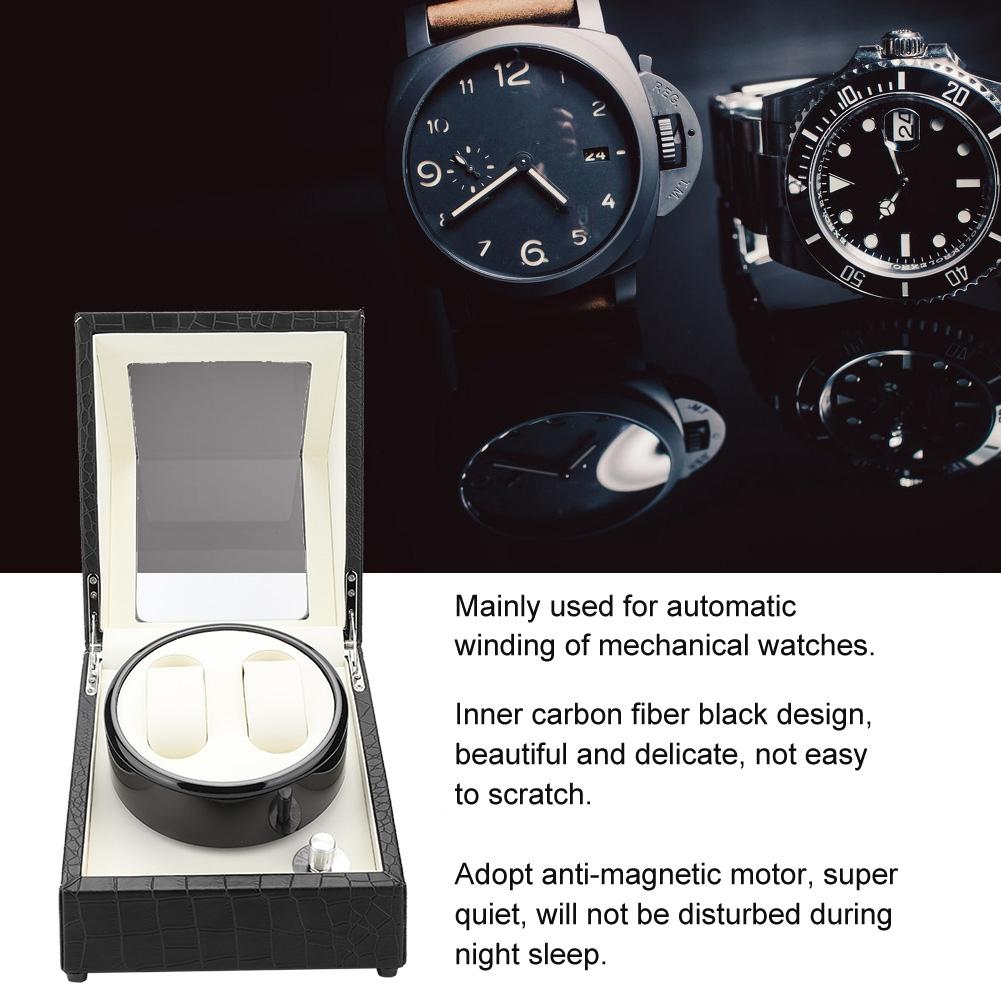 2+0 Automatic Watch Winder Box for Wristwatch Mechanical Watch   Black White