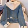 Women's Hooded Denim Jacket Spring Style Casual Loose Hooded Short Jacket Fashionable